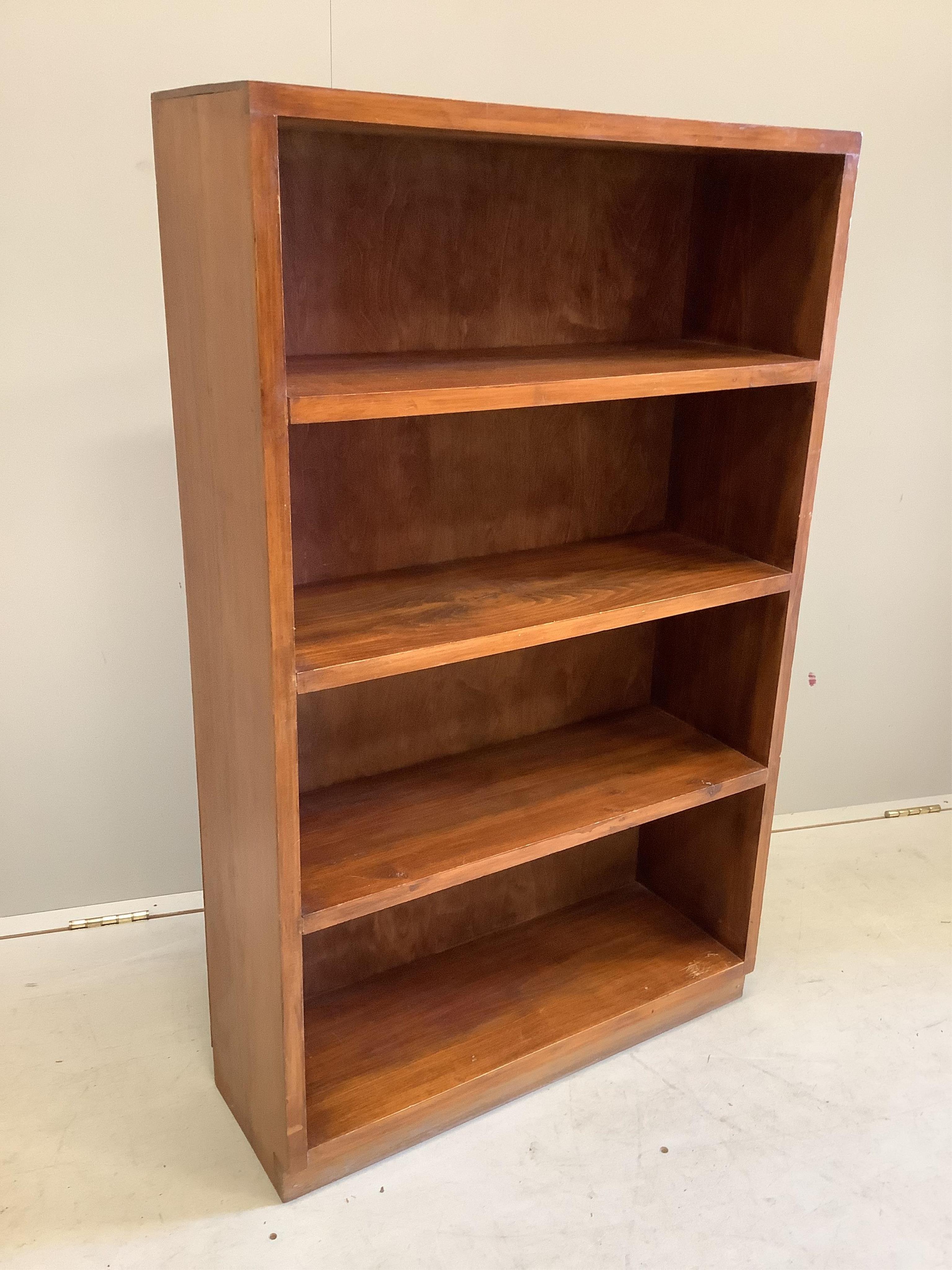 A mid century teak open bookcase, width 67cm, depth 22cm, height 107cm